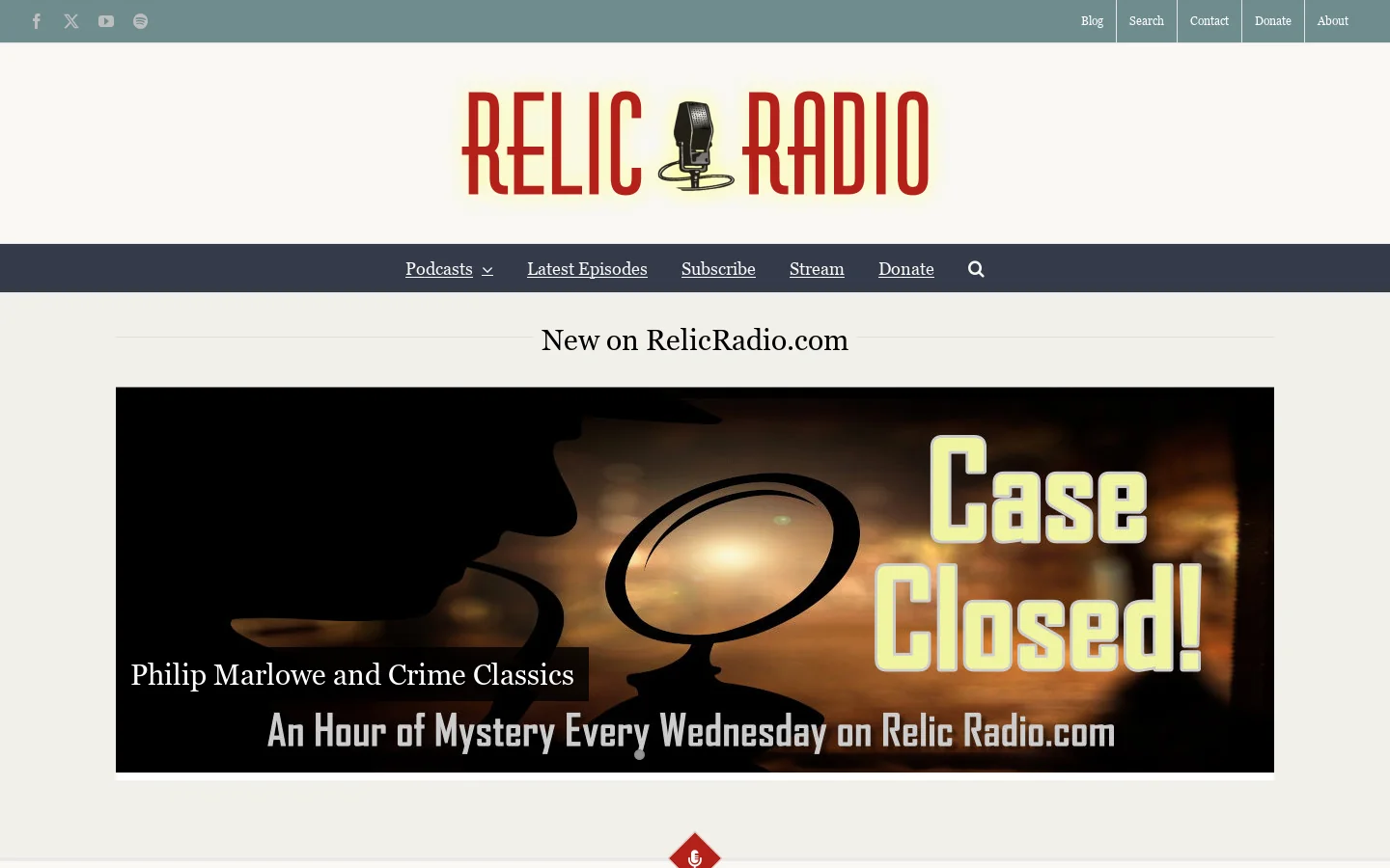 Relic Radio Homepage screenshot