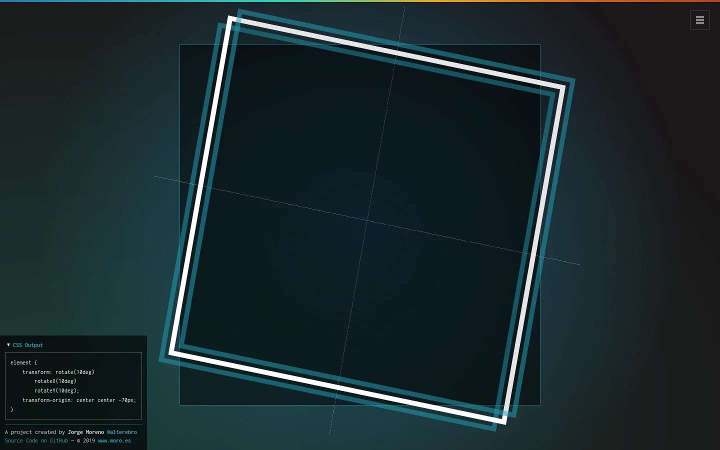 CSS Transform Functions Visualizer Homepage screenshot