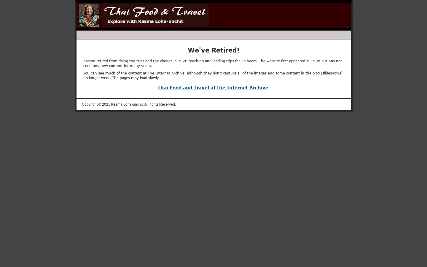 Thai Food and Travel Homepage screenshot