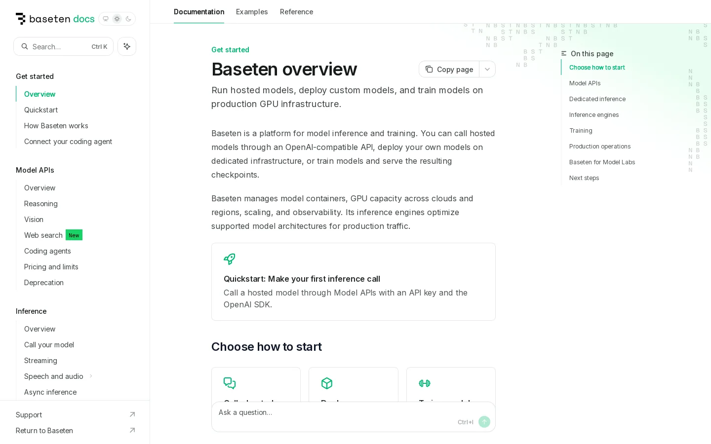 Develop a model on Baseten - Baseten Homepage screenshot