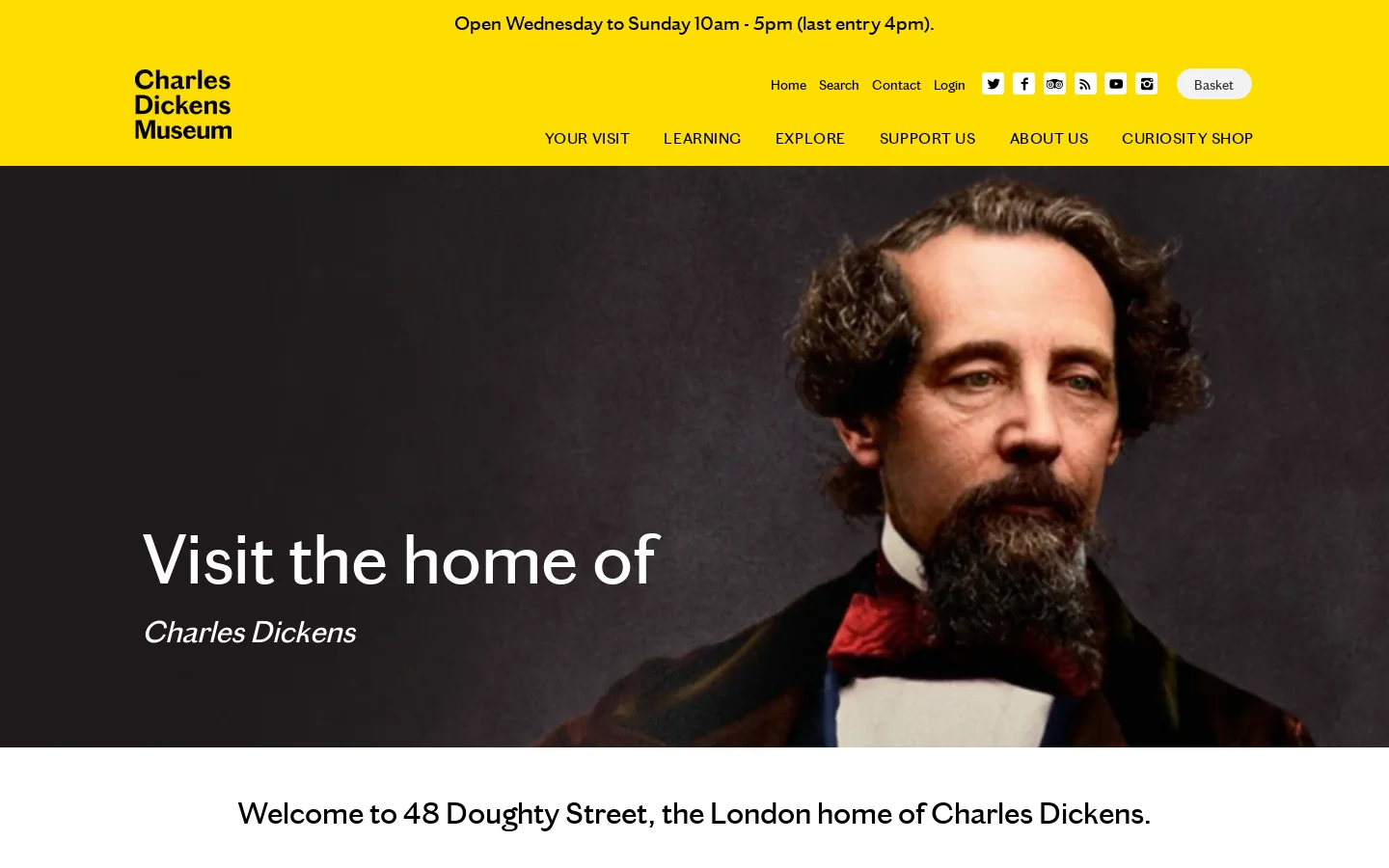 Welcome to 48 Doughty Street, the London home of Charles Dickens – Charles Dickens Museum Homepage screenshot