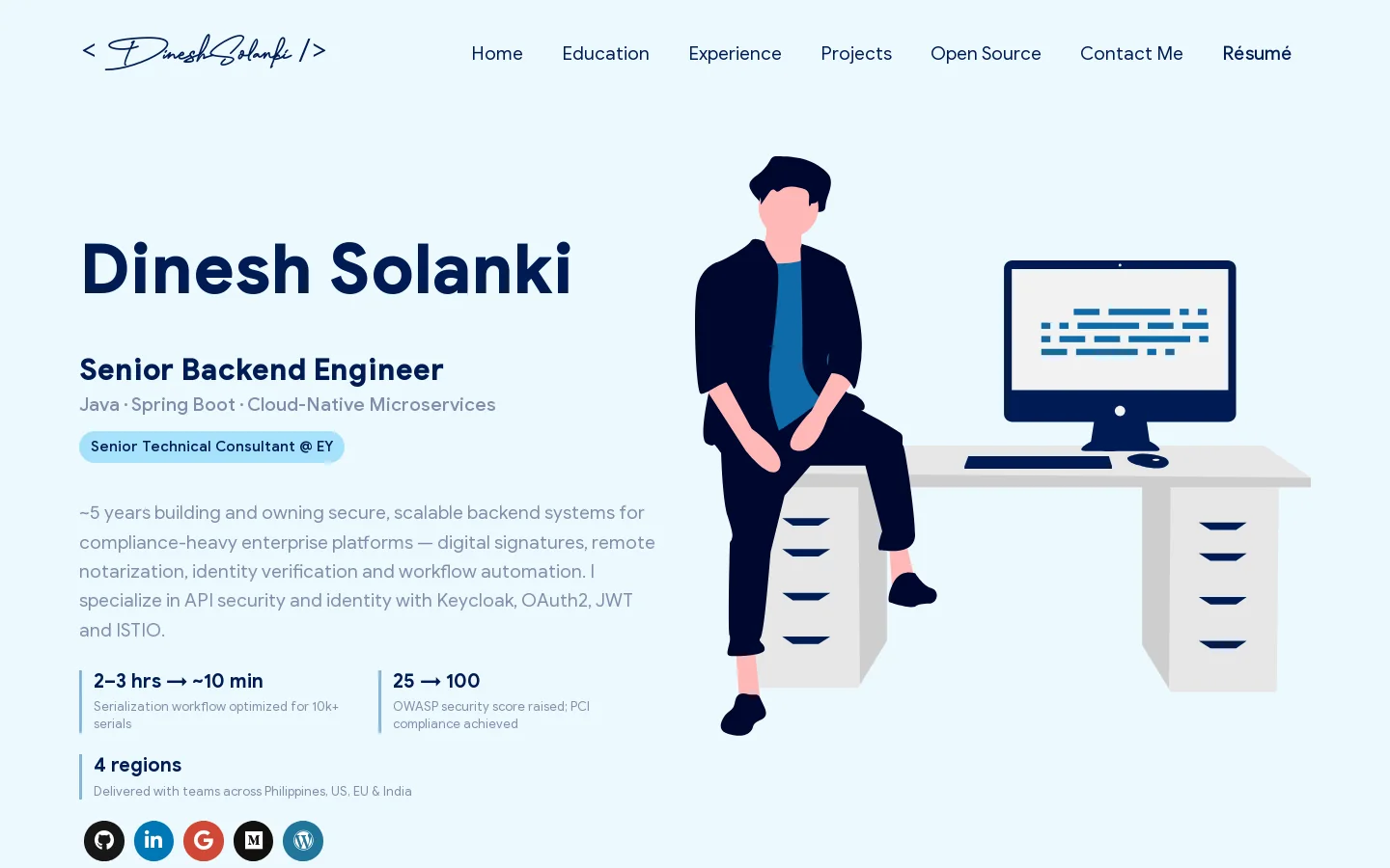Dinesh's Portfolio Homepage screenshot