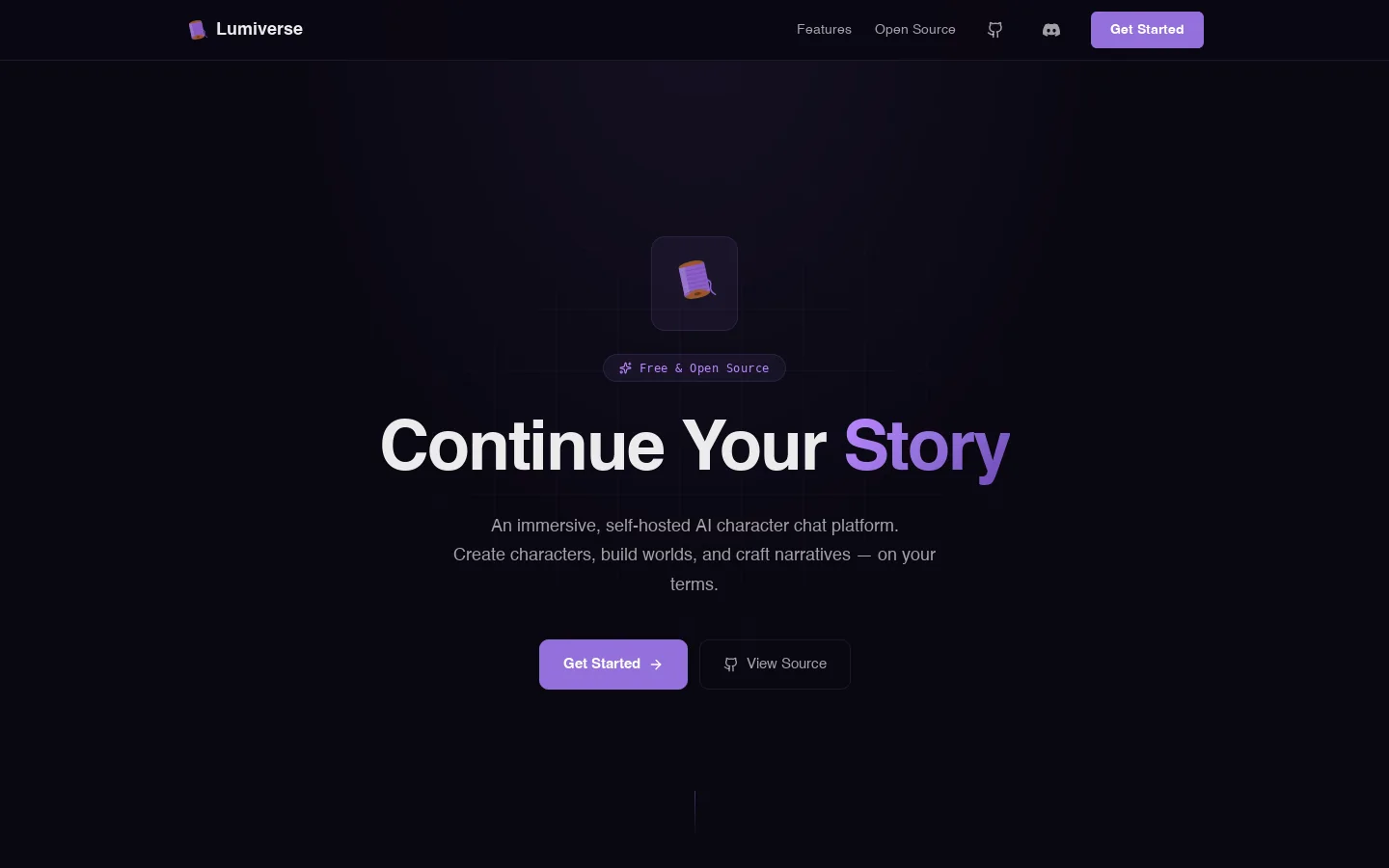 Lumiverse Homepage screenshot