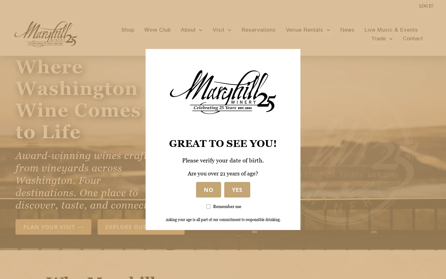 Maryhill Winery Homepage screenshot