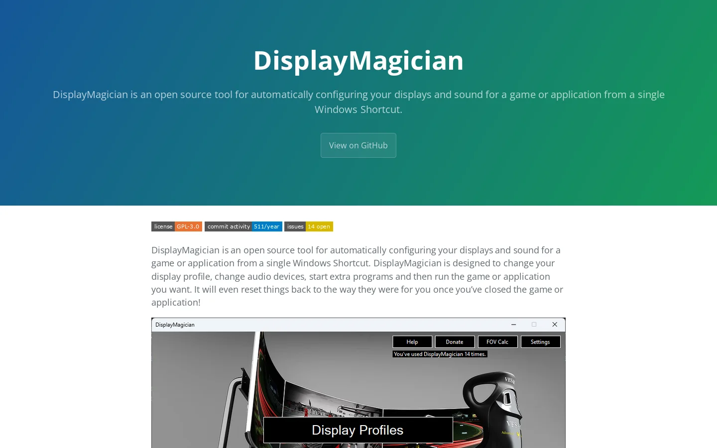 DisplayMagician Homepage screenshot