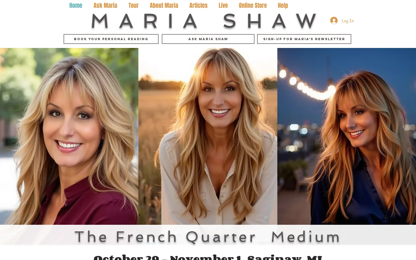 Maria Shaw Homepage screenshot