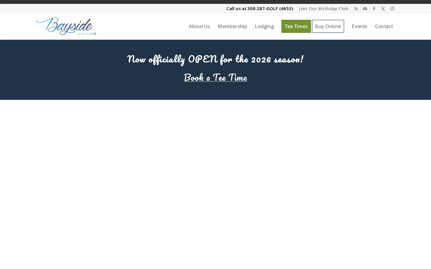 Bayside Golf Club Homepage screenshot
