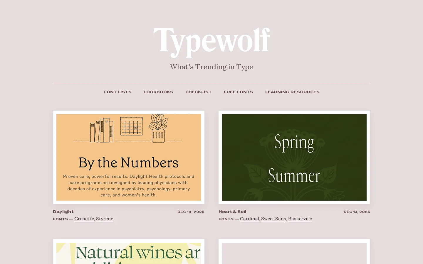 Typewolf Homepage screenshot