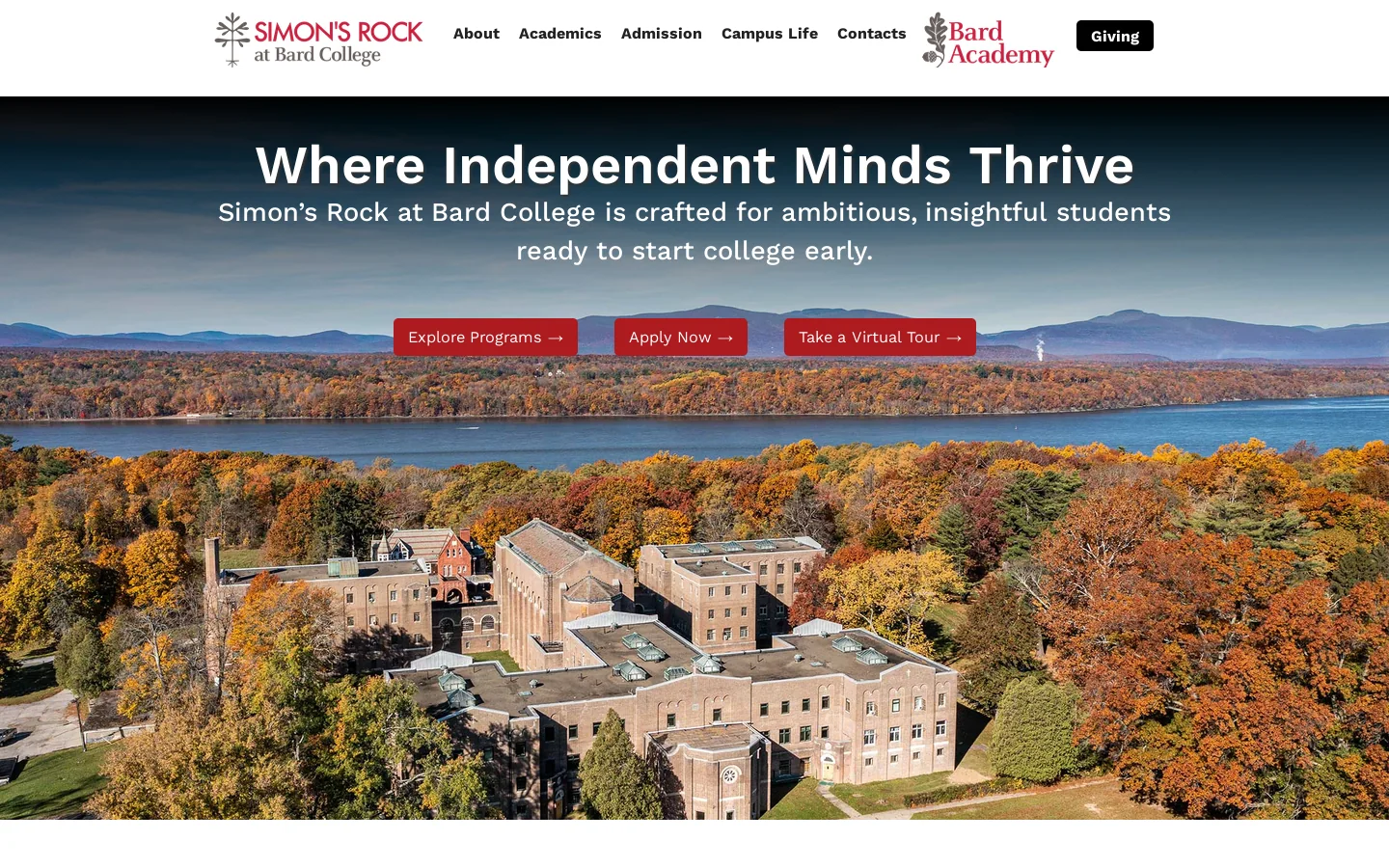 Simon's Rock at Bard College Homepage screenshot