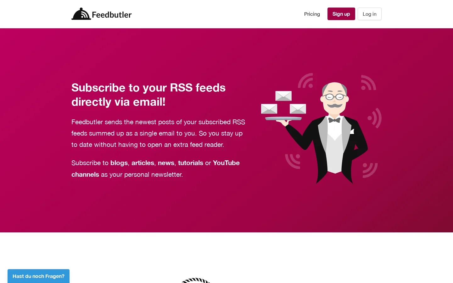 Feedbutler Homepage screenshot