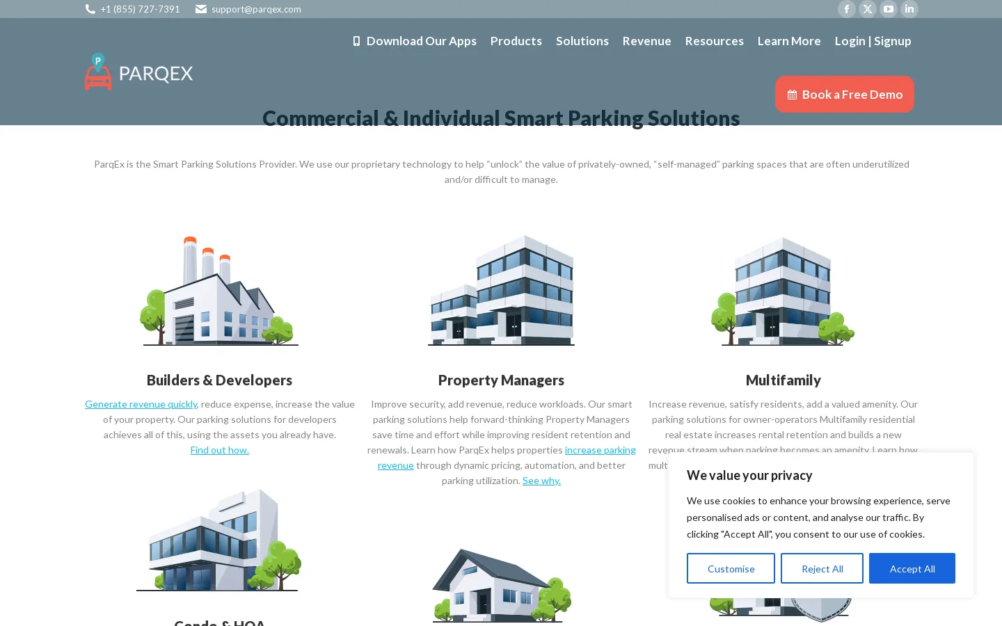 ParqEx Homepage screenshot