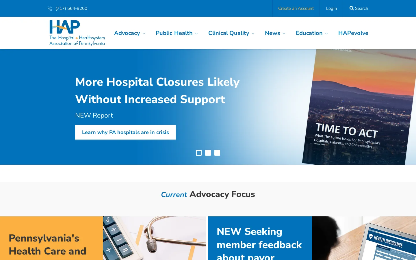 HAP: The Hospital and Healthsystem Association of Pennsylvania Homepage screenshot