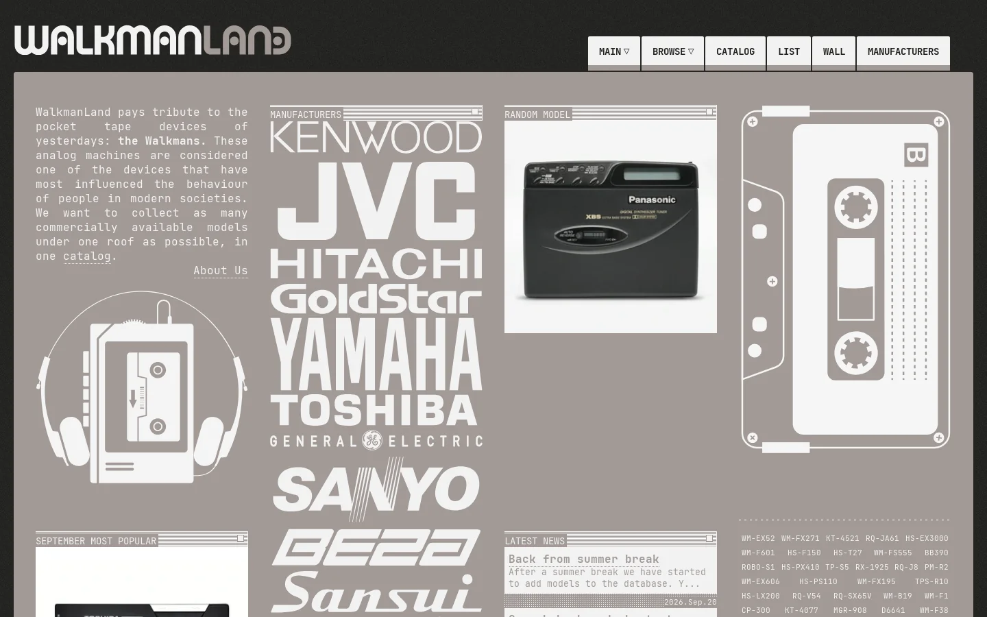 Walkman.land Homepage screenshot