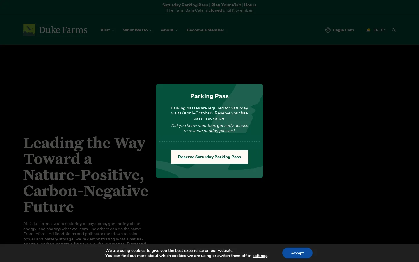 Duke Farms Homepage screenshot