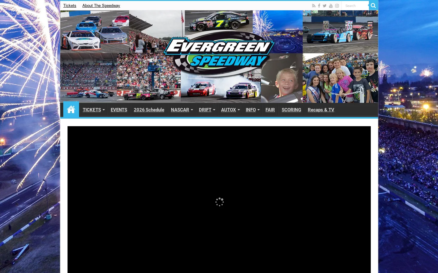 Evergreen Speedway Homepage screenshot
