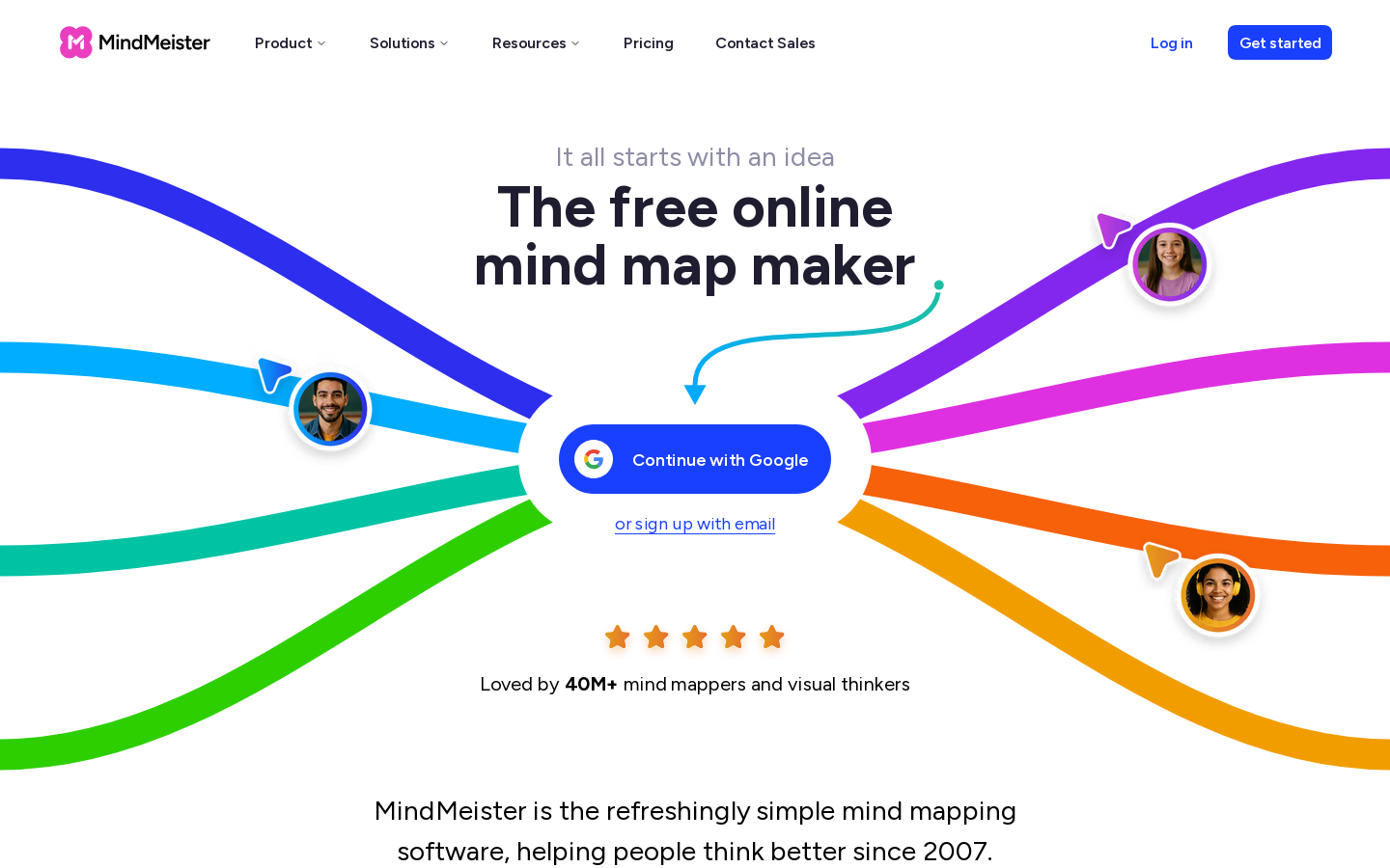 MindMeister Homepage screenshot