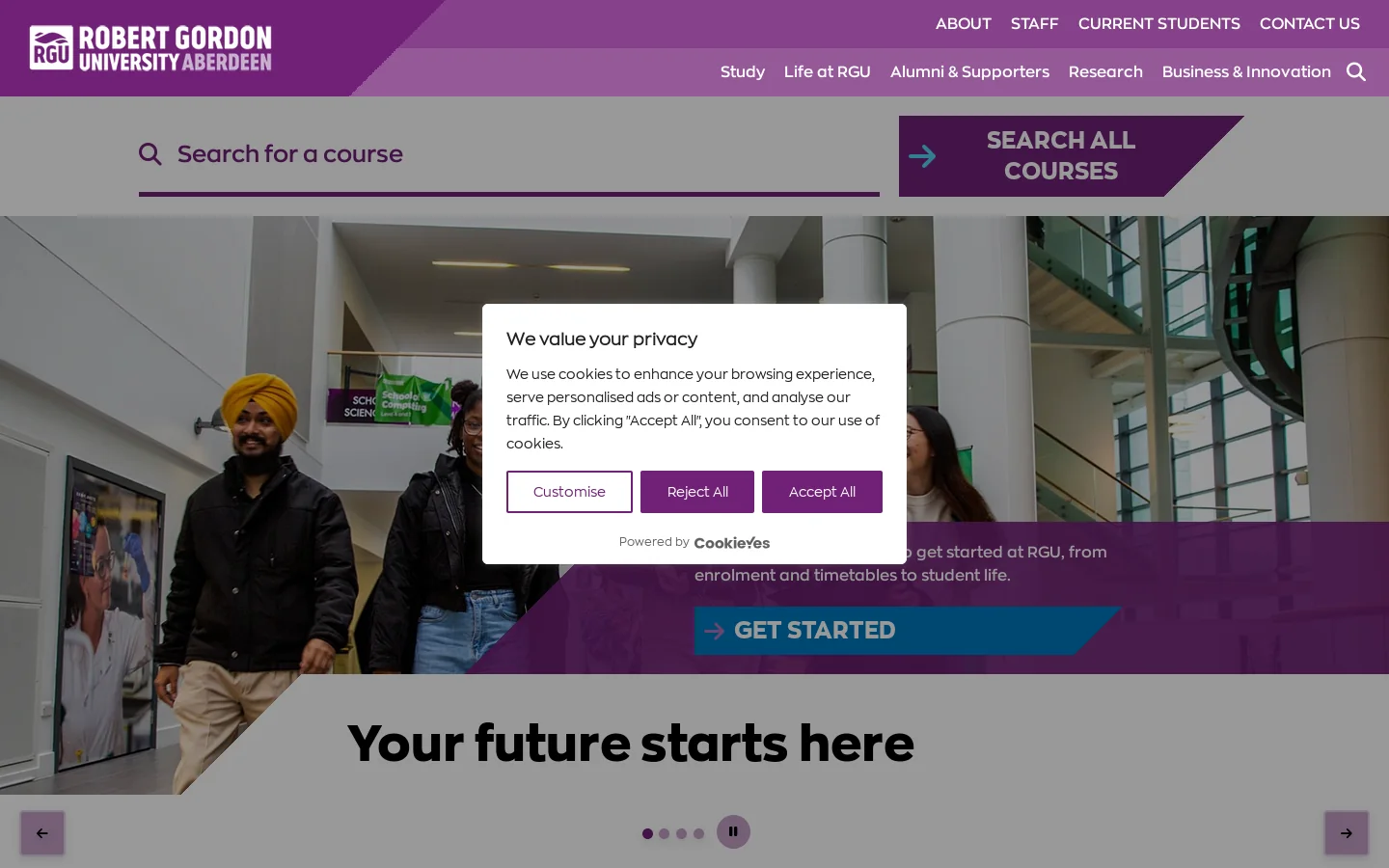 RGU Homepage screenshot