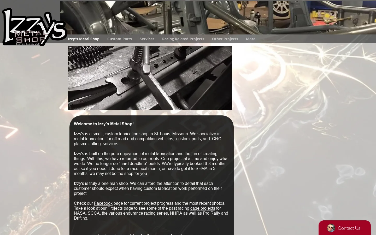 Izzy's Metal Shop Homepage screenshot