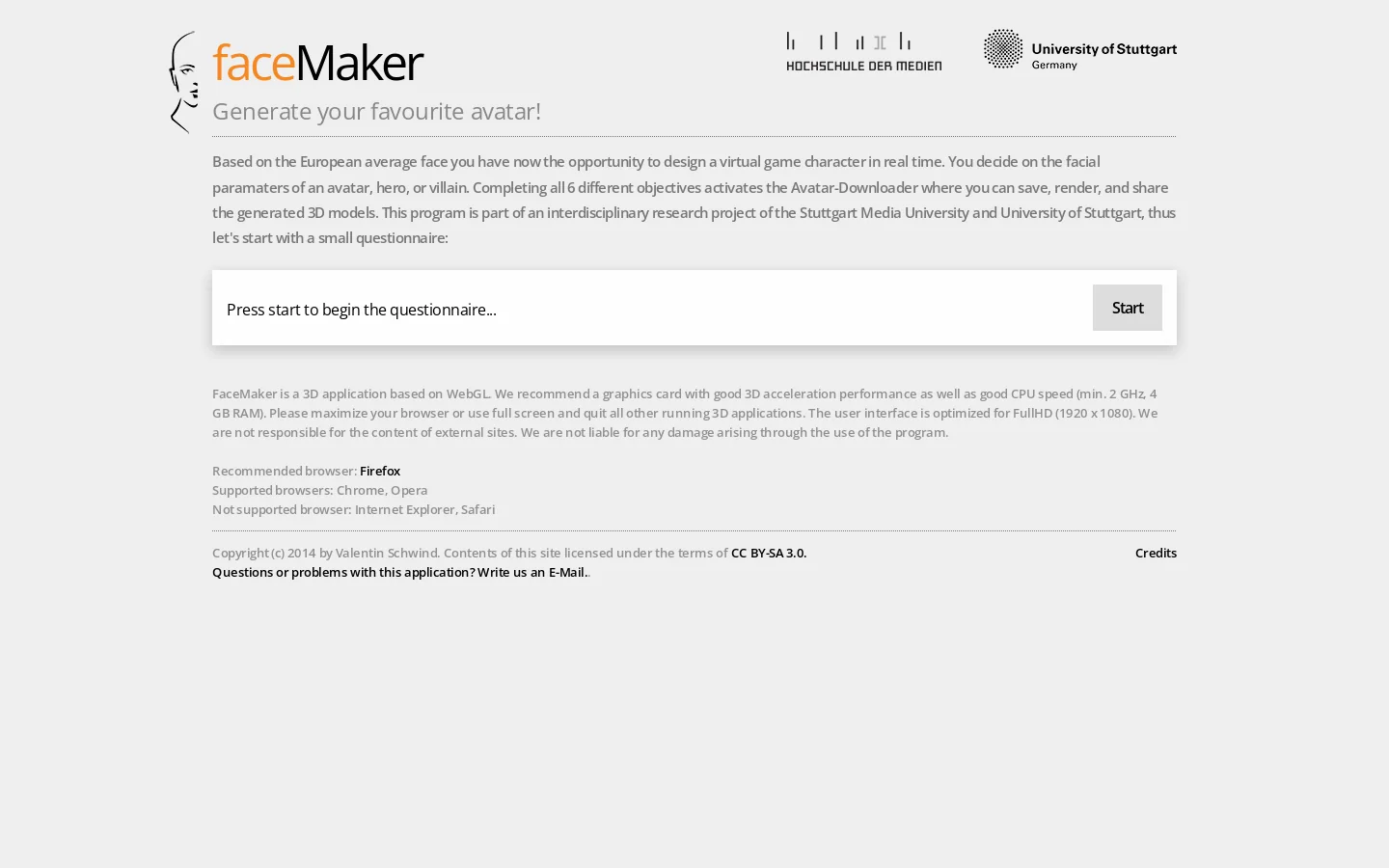 faceMaker Homepage screenshot