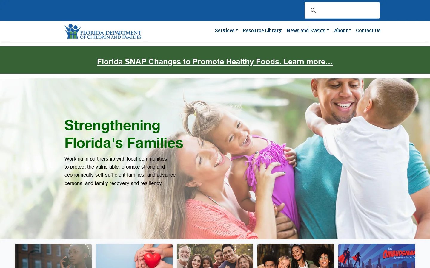 Florida Department of Children and Families Homepage screenshot