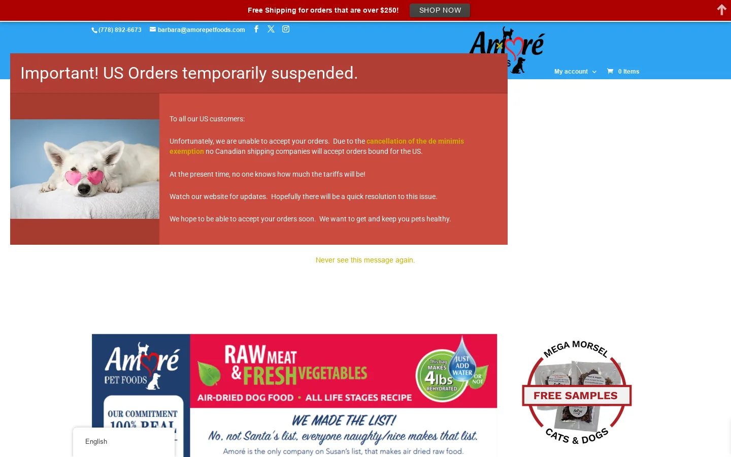 Amoré Pet Foods | Raw Pet Food at its Finest Homepage screenshot