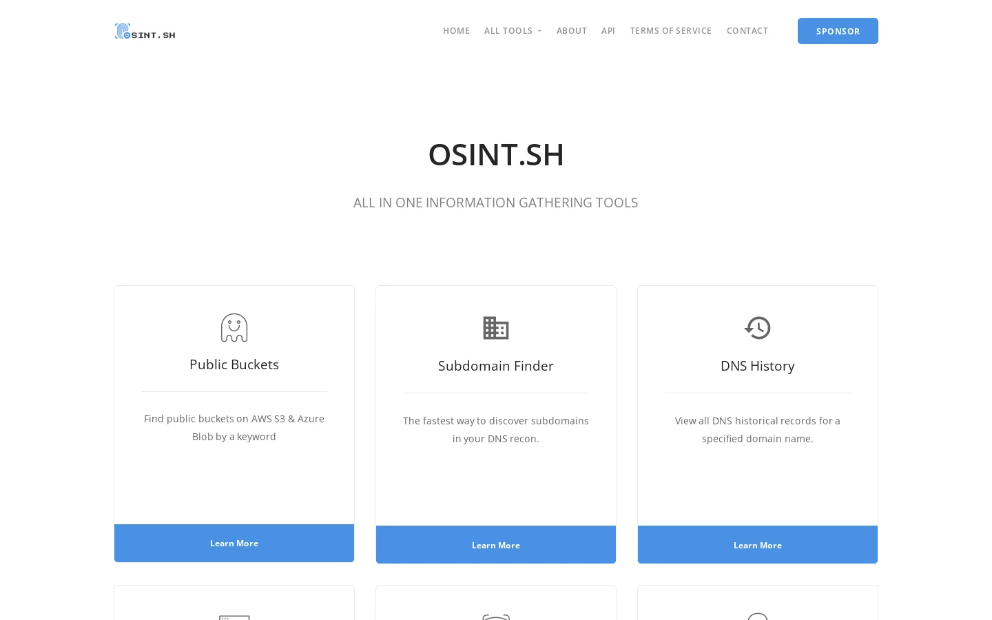 OSINT.SH Homepage screenshot