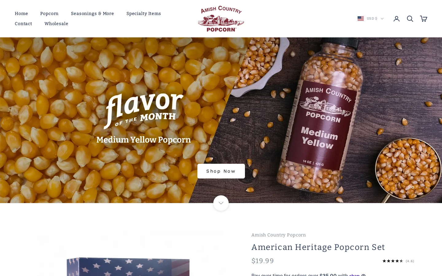 Amish Country Popcorn Homepage screenshot