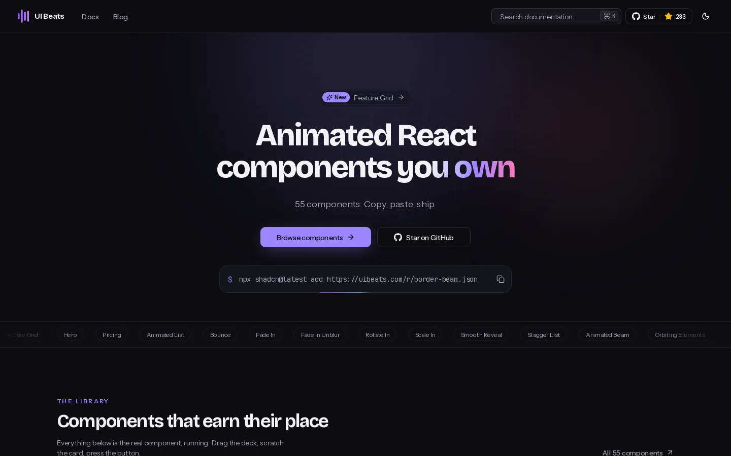 UI Beats Homepage screenshot
