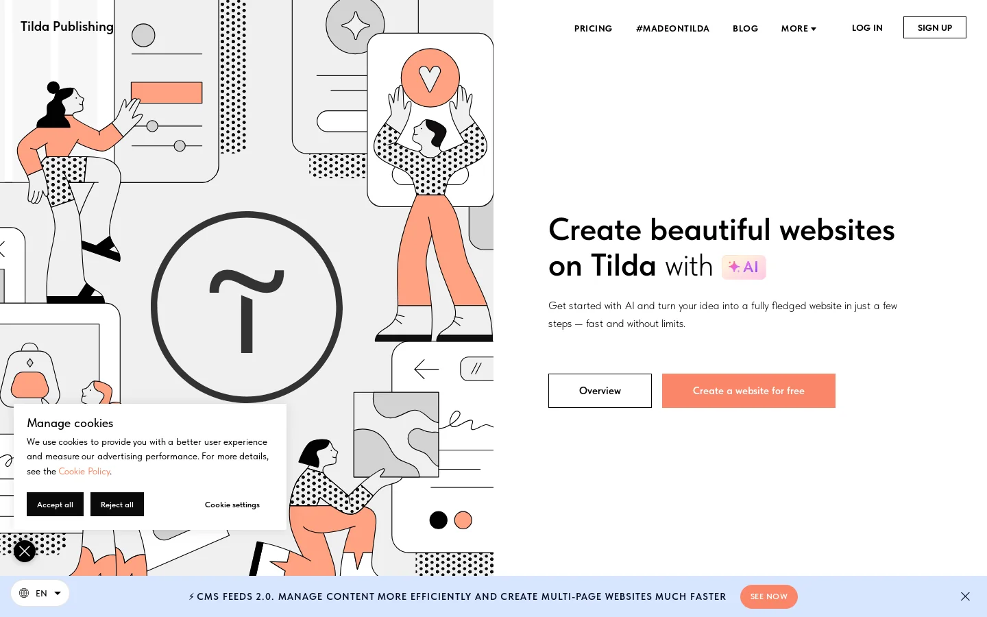 Create a Website for Free. Tilda Website Builder Homepage screenshot