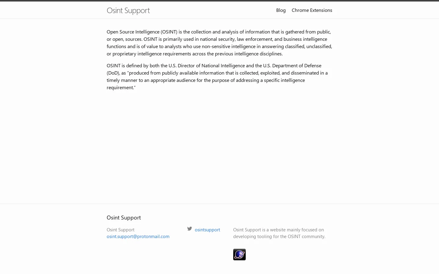 Osint Support Homepage screenshot