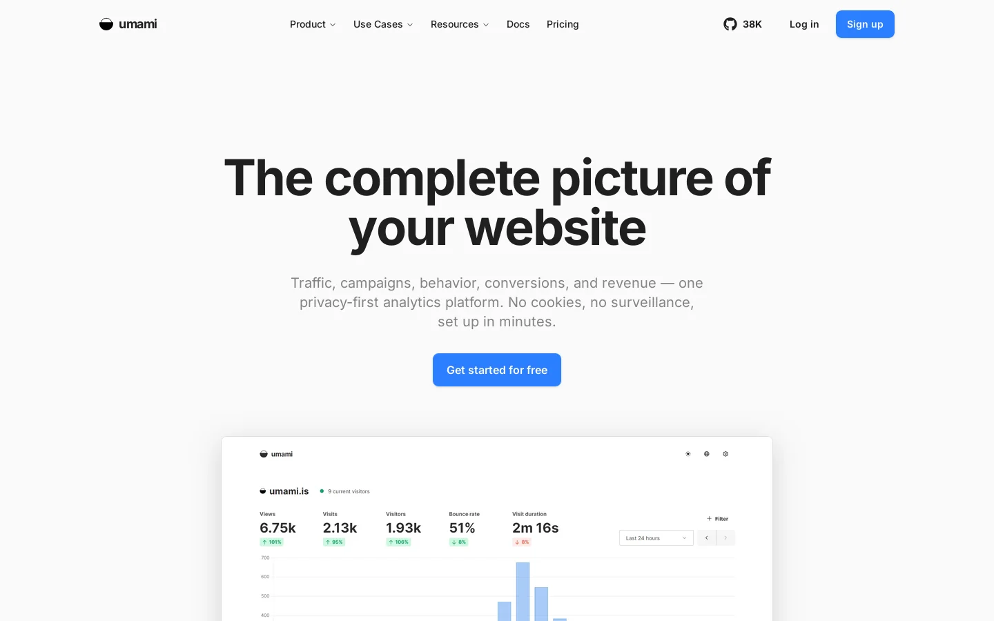 Umami Homepage screenshot