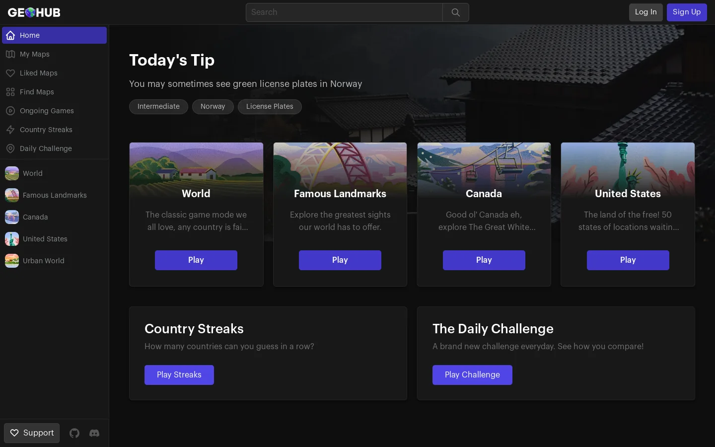 GeoHub Homepage screenshot