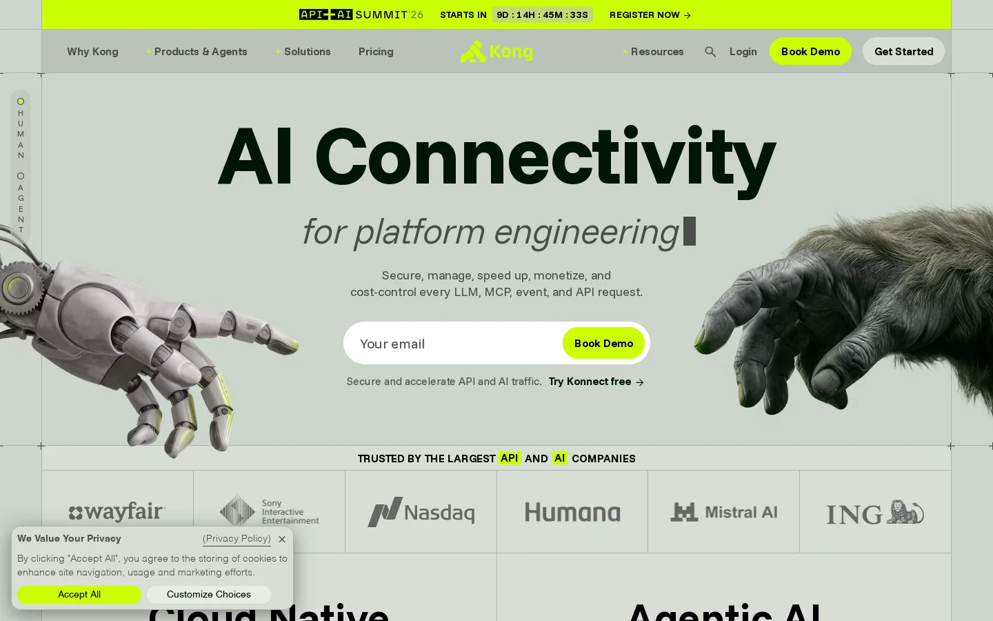 Kong, The AI Connectivity Company | Kong Inc. Homepage screenshot