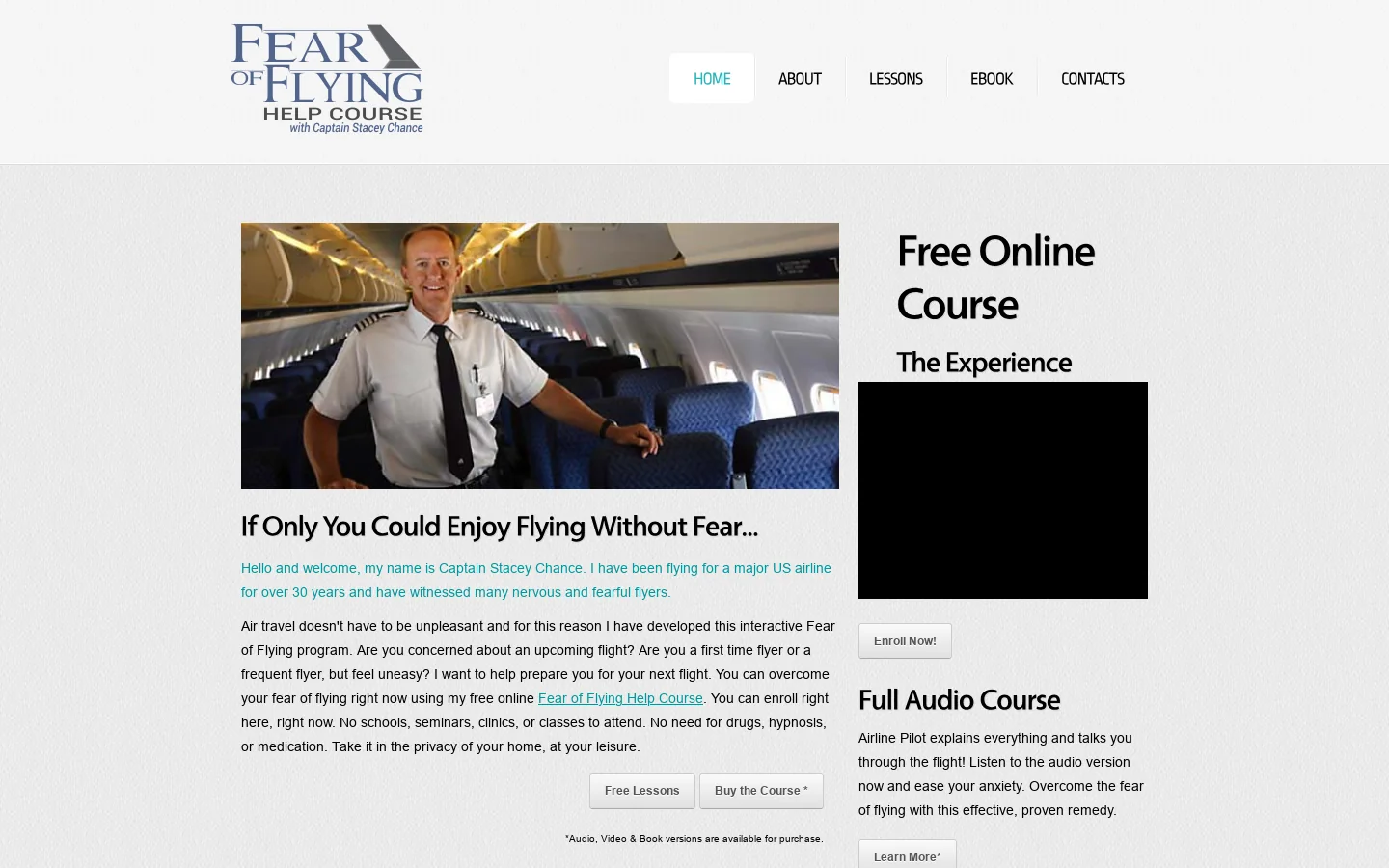 Fear of Flying Free Help Course Homepage screenshot