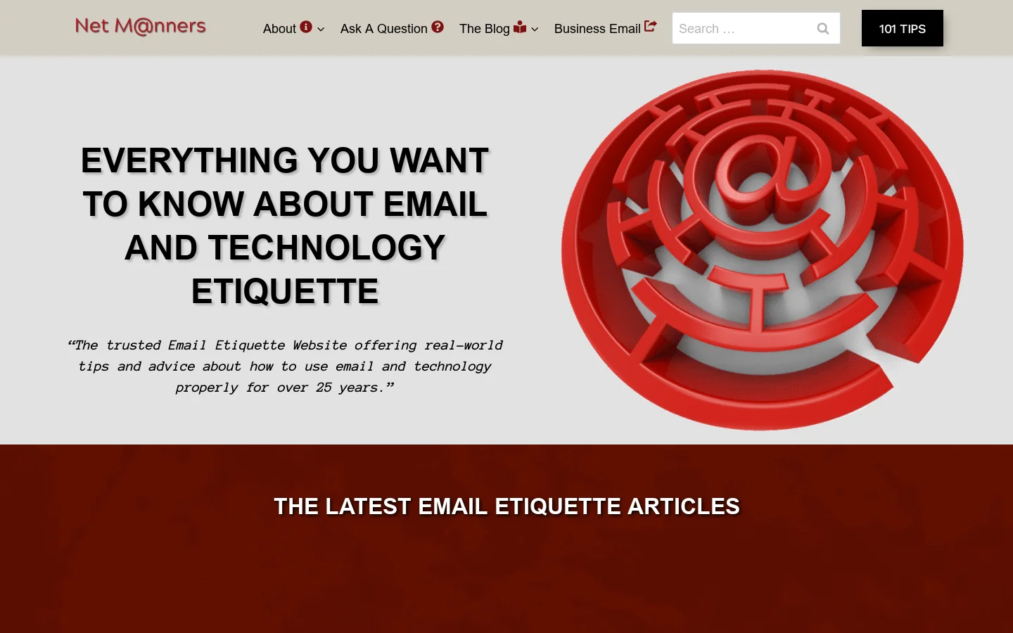 The Email Etiquette Website - Net M@nners Homepage screenshot
