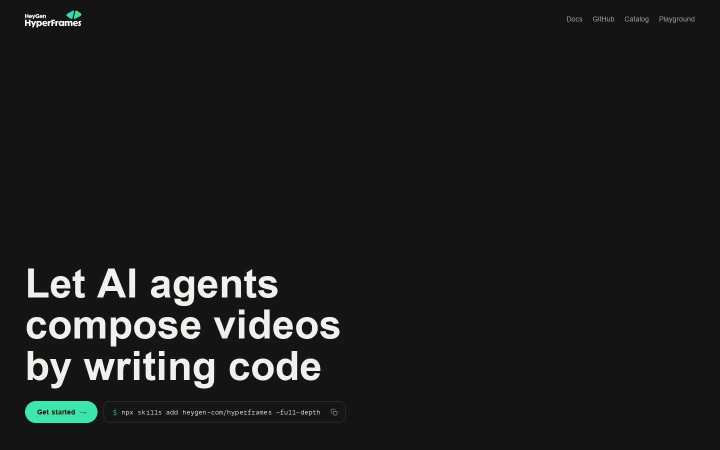 HyperFrames Homepage screenshot