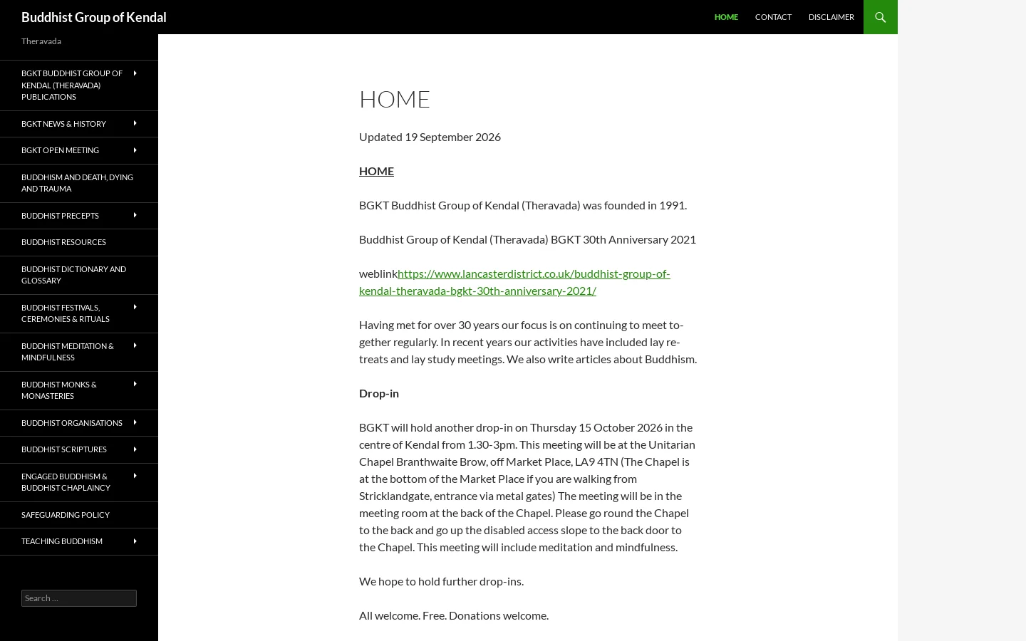 Buddhist Group of Kendal Homepage screenshot
