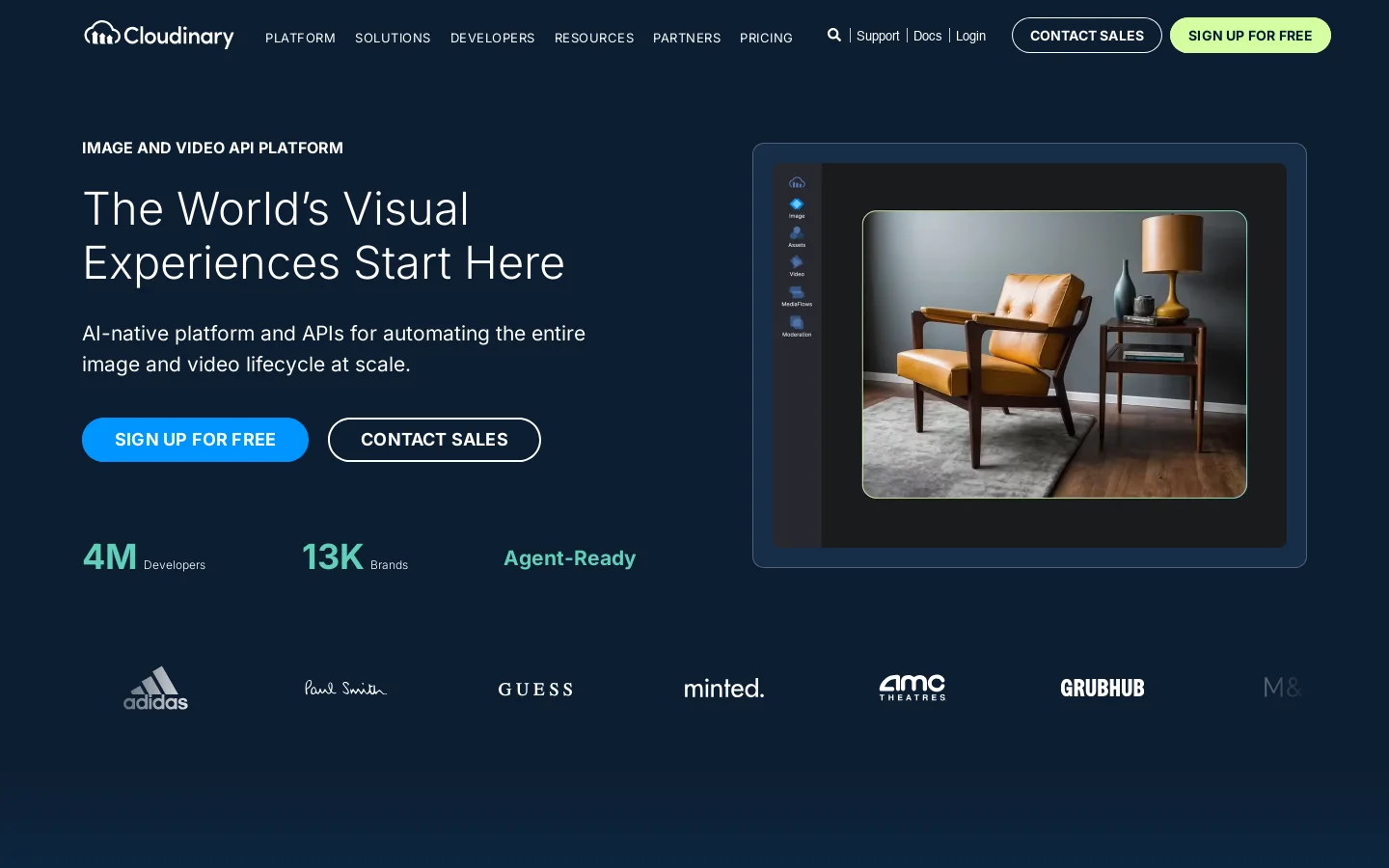 Image and Video Upload, Storage, Optimization and CDN Homepage screenshot
