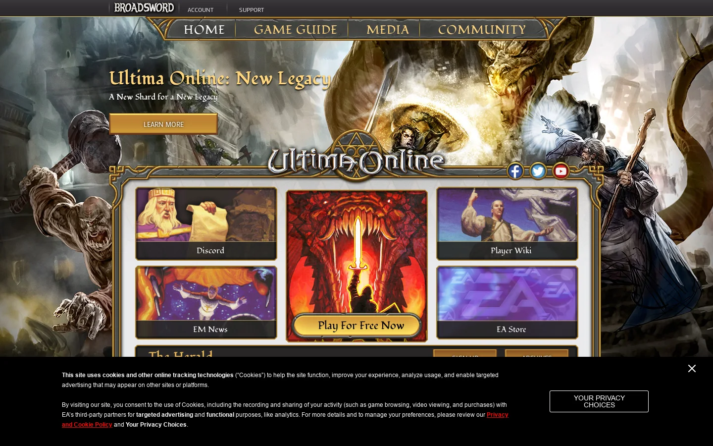 Ultima Online Homepage screenshot