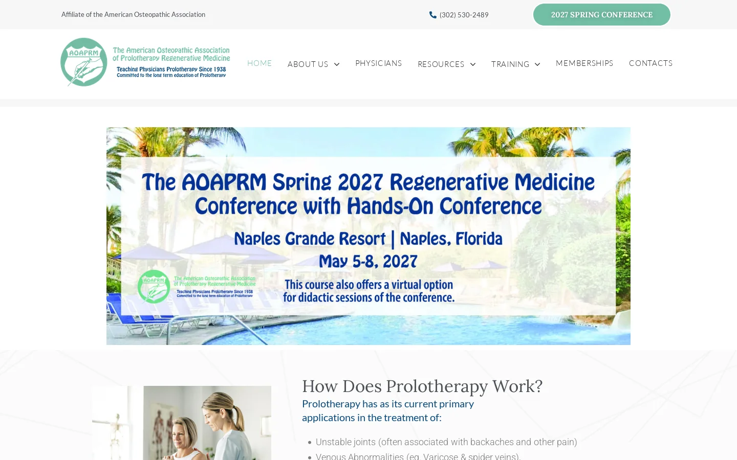 Home - The American Osteopathic Association of Prolotherapy Regenerative Medicine Homepage screenshot