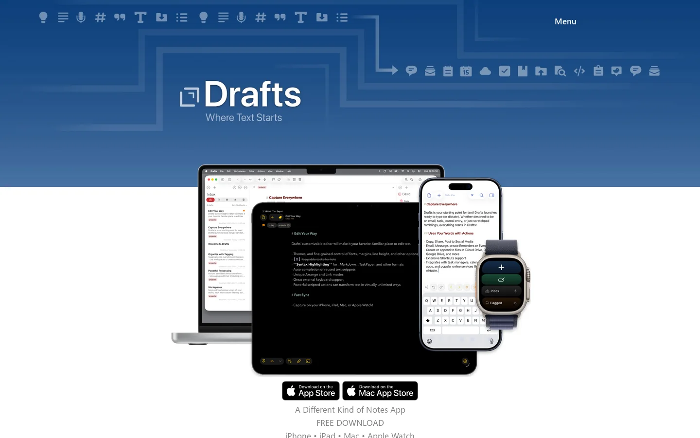 Drafts | Where Text Starts Homepage screenshot