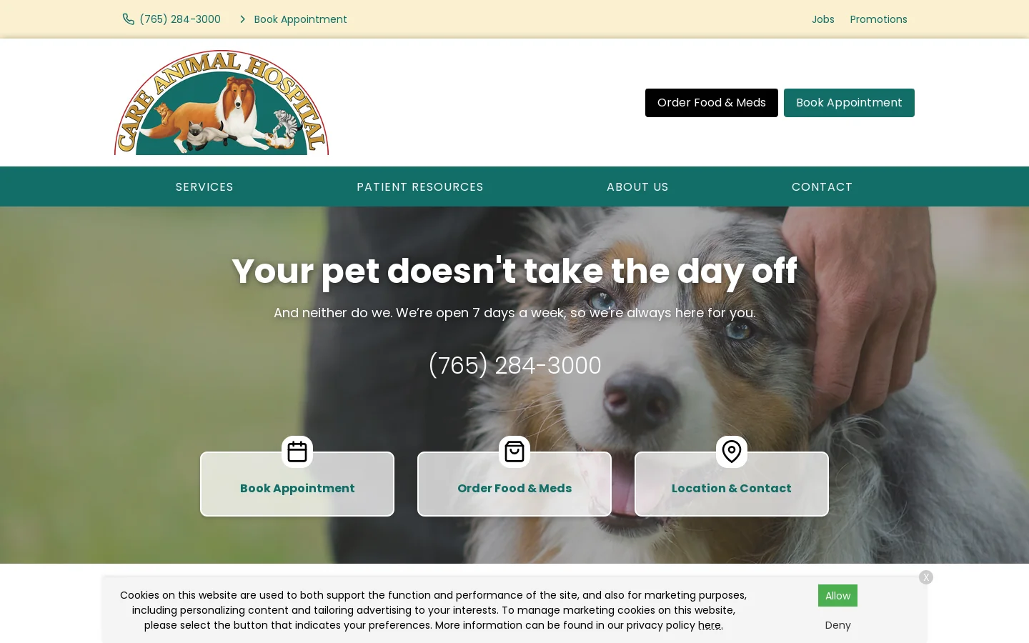 Care Animal Hospital Homepage screenshot