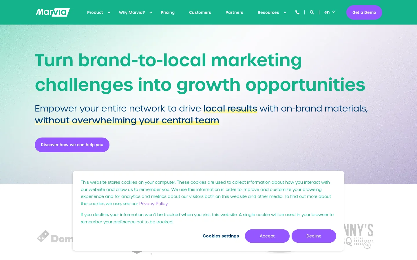 Marvia - Distributed Marketing Platform for Brand-to-Local Marketing Homepage screenshot