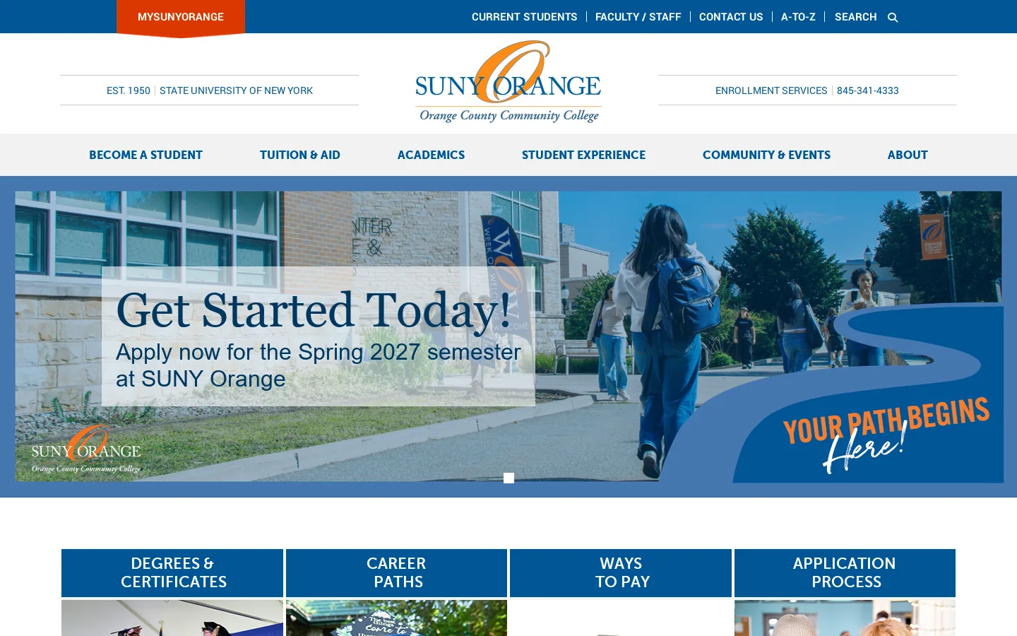 SUNY Orange Homepage screenshot