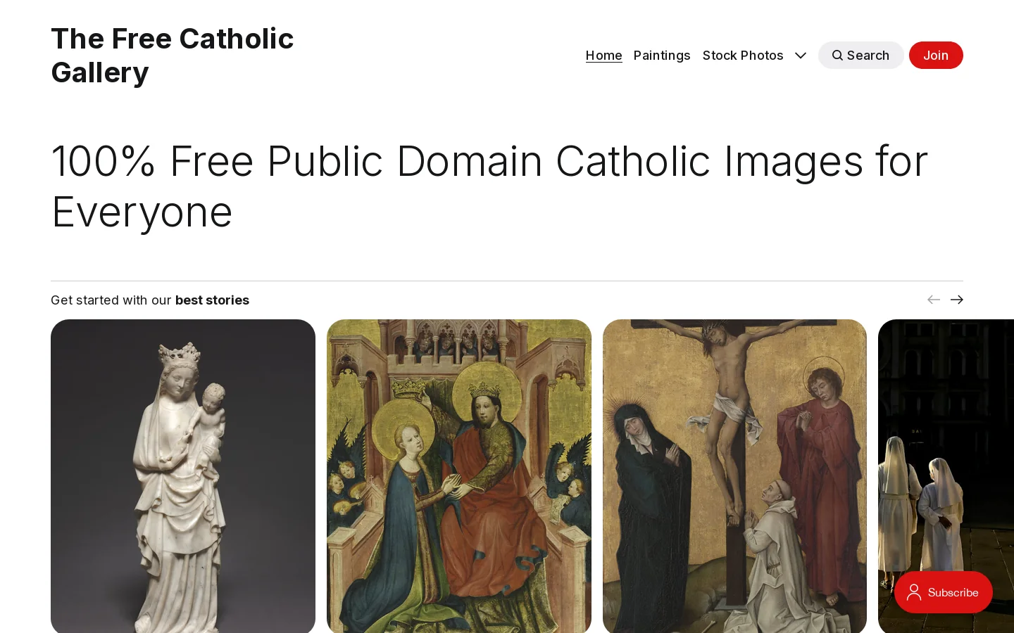 The Free Catholic Gallery Homepage screenshot