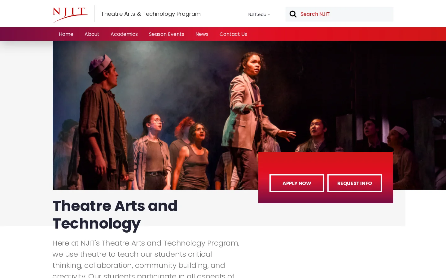 Theatre Arts & Technology Program Homepage screenshot