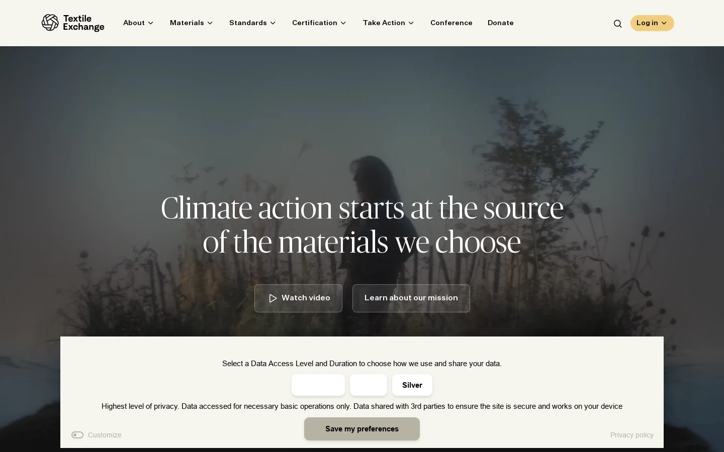 Textile Exchange Homepage screenshot