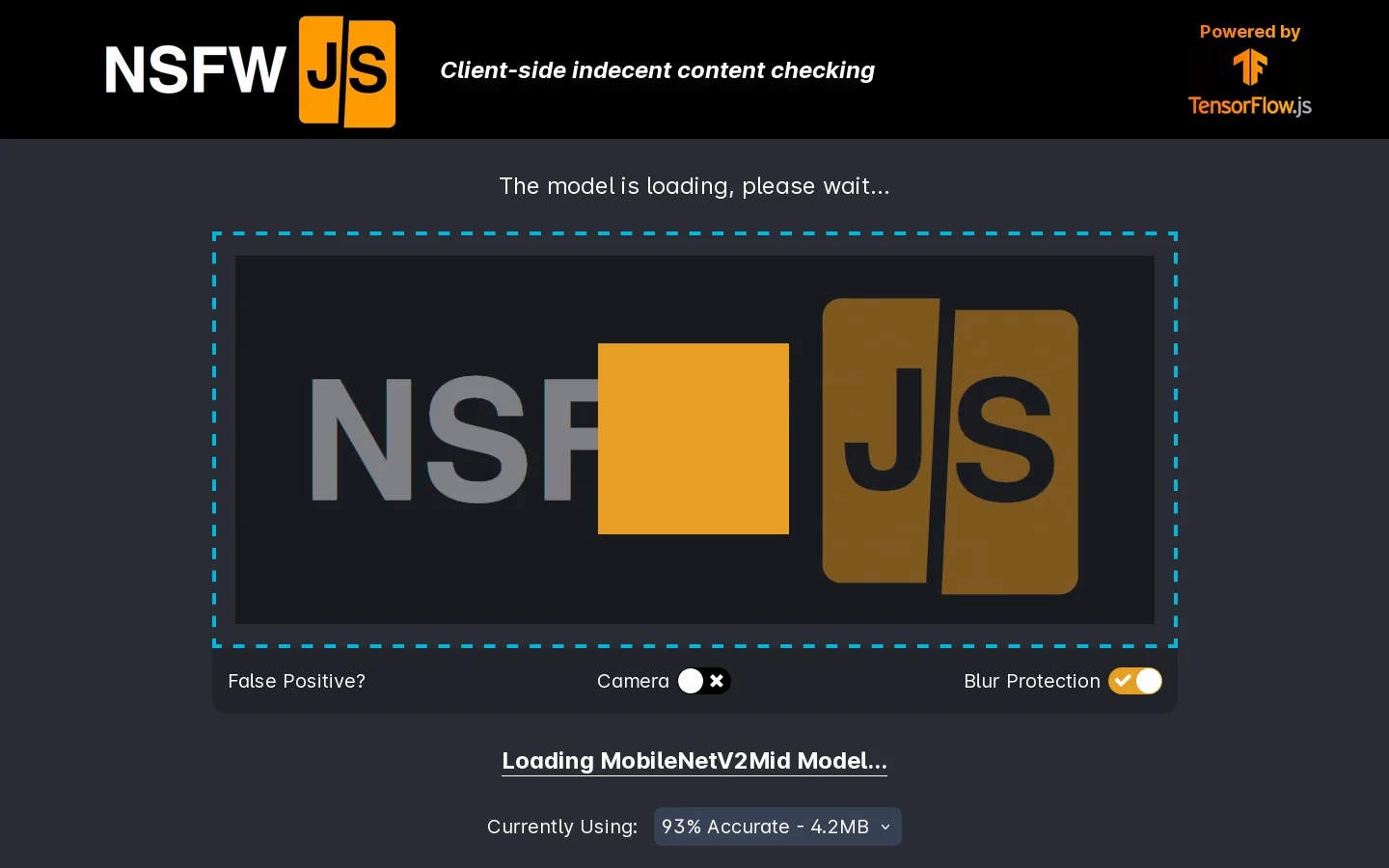 NSFW JS Homepage screenshot