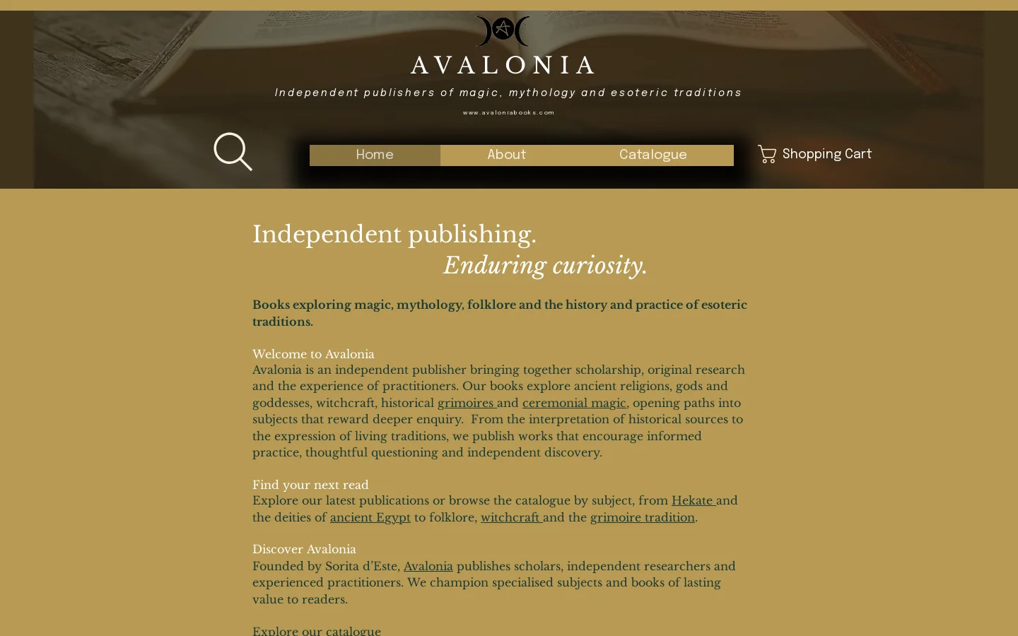 Independent publishing. Enduring curiosity. Homepage screenshot
