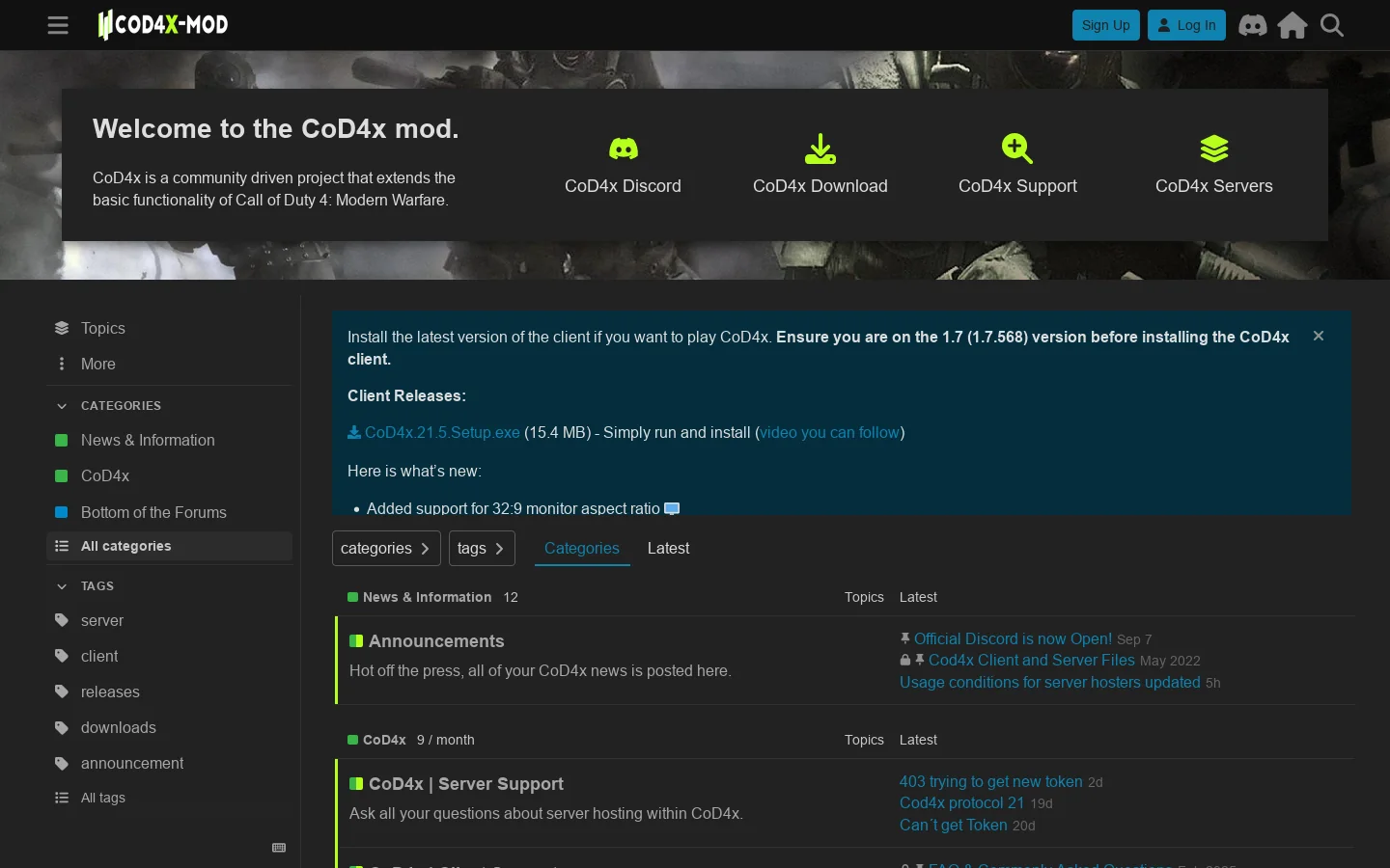 CoD4x Mod Homepage screenshot